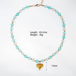 Load image into Gallery viewer, Heart Lucite Beaded Braided Necklace Stainless Steel N6E120