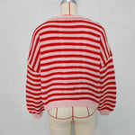 Load image into Gallery viewer, V Neck Stripe Cardigan Women Office Knit Color Block N5A838