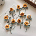 Load image into Gallery viewer, Hand Knit Sunflower Brooch Fabric Flower Pin N6G038