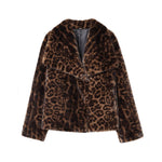 Load image into Gallery viewer, Faux Leopard Print Fur effect Jacket Short Plush Coat N5A723