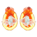 Load image into Gallery viewer, Vintage Resin Floral Studs Goldfish Motif Geometric S5P077