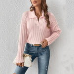Load image into Gallery viewer, Notch Collar Pullover Knit Sweater Women N5A586