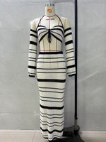 Load image into Gallery viewer, Striped Halter Long Sleeve Skirt Set Women N6A057