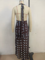 Load image into Gallery viewer, Polka Dot Mesh Halter Dress V Neck Open Back Tie Waist N6F029