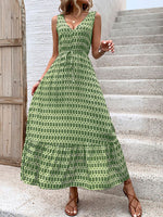 Load image into Gallery viewer, Elegant Waist-Defining Geometric Print Shift Dress N6B065