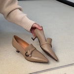 Load image into Gallery viewer, Pointed Toe Chunky Heel Loafers Women Slip-On Elegant N6G243
