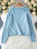 Load image into Gallery viewer, Letter Embroidered Knit Sweater Women Blue N5A519