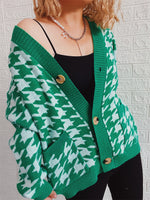 Load image into Gallery viewer, V Neck Houndstooth Cardigan Women Color Block N5A875