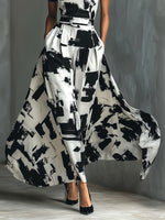 Load image into Gallery viewer, Black White Abstract Print Maxi Dress Women N5A898
