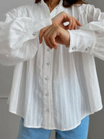 Load image into Gallery viewer, Simple Puff Sleeve Shirt Women N6C137