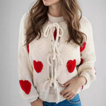 Load image into Gallery viewer, Heart Embroidery Tie Front Cardigan Women N5A847