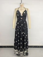 Load image into Gallery viewer, Halter Neck Maxi Dress with Floral Print Women N6B064