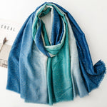 Load image into Gallery viewer, Cotton Linen Feel Gold Foil Gradient Scarf Shawl N6H256