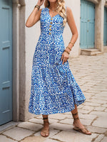 Load image into Gallery viewer, V-neck Abstract Print Sleeveless Dress Women N6B054