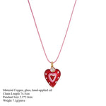 Load image into Gallery viewer, Enamel Drop Heart Necklace Glass Pendant Handmade S5P886