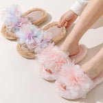 Load image into Gallery viewer, Floral Petal Open Toe Slippers Candy Color Plush M5A282