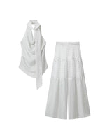 Load image into Gallery viewer, Polka Dot Halter Chiffon Top Pleated Pants Set N6F259
