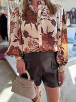 Load image into Gallery viewer, Shirt Collar Long Sleeve Floral Print Shirt Women N6B105