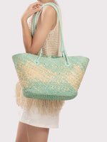 Load image into Gallery viewer, Hand Woven Rattan Tote Bag Beach Women N6C303