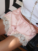 Load image into Gallery viewer, Satin Lace Trim Loose Shorts Women N6A193