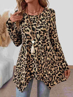 Load image into Gallery viewer, Leopard Print Asymmetrical Hem Knit Sweater Women N6B045