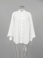 Load image into Gallery viewer, Simple Puff Sleeve Shirt Women N6C137