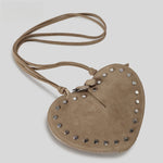 Load image into Gallery viewer, Rivet Suede Heart Shoulder Crossbody Bag Small M5A335