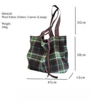 Load image into Gallery viewer, Green Check Wool Tote Bag Women Large Capacity M5A333