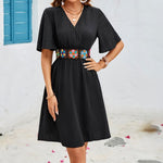 Load image into Gallery viewer, Black Embroidery Lace A Line Smock Dress Women N5A945
