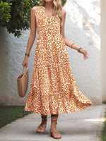 Load image into Gallery viewer, V-neck Abstract Print Sleeveless Dress Women N6B054