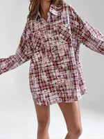 Load image into Gallery viewer, Plaid Long Sleeve Shirt Women Red N5A546