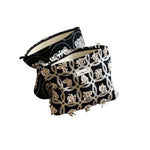 Load image into Gallery viewer, Black Canvas Zipper Pouch Embroidered Detailing S5P365