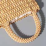 Load image into Gallery viewer, Handwoven Color Block Wood Bead Bag Beach Women S5P966