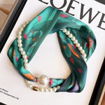 Load image into Gallery viewer, Womens Pearl Magnetic Clasp Slim Scarf N6K256