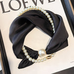 Load image into Gallery viewer, Womens Pearl Magnetic Clasp Floral Skinny Scarf N6K281