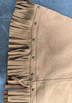 Load image into Gallery viewer, Retro Fringe Suede Panel Skirt Women Brown N6C107