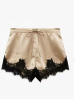 Load image into Gallery viewer, Puff Sleeve Waist Cinching Lace Shorts Set Women N6F260