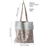 Load image into Gallery viewer, Floral Lace Trim Canvas Tote Bag Women Book Bag N6E036