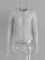 Load image into Gallery viewer, Slim Fit Viscose Long Sleeve Knit Cardigan Solid Basic Top N6G127