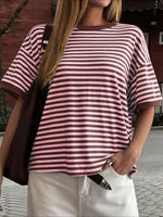 Load image into Gallery viewer, Vacation Stripe Short Sleeve T-shirt Women N6D131