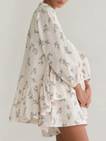 Load image into Gallery viewer, French Puff Sleeve Crop Top and Shorts Set Women N6C189