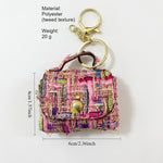 Load image into Gallery viewer, Tweed Earphone Coin Pouch Keychain Bag Charm Pink N6G109