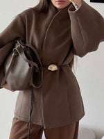 Load image into Gallery viewer, Brown Tailored Wool Blend Womens Coat N5A482