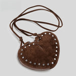 Load image into Gallery viewer, Rivet Suede Heart Shoulder Crossbody Bag Small M5A335