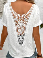 Load image into Gallery viewer, Multicolor Knit Jacquard Embroidery Hollow Raglan Tee N5A971