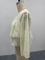 Load image into Gallery viewer, Ruffle Hem Chiffon Blouse Women N6D132