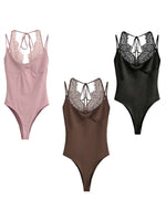 Load image into Gallery viewer, Lace Panel Halter Neck Bodysuit N6F015