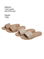 Load image into Gallery viewer, Woven Linen House Slippers Women N6C227