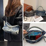 Load image into Gallery viewer, Women's Washed Gradient Denim Dumpling Shoulder Bag N6J202