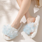 Load image into Gallery viewer, Floral Petal Open Toe Slippers Candy Color Plush M5A282